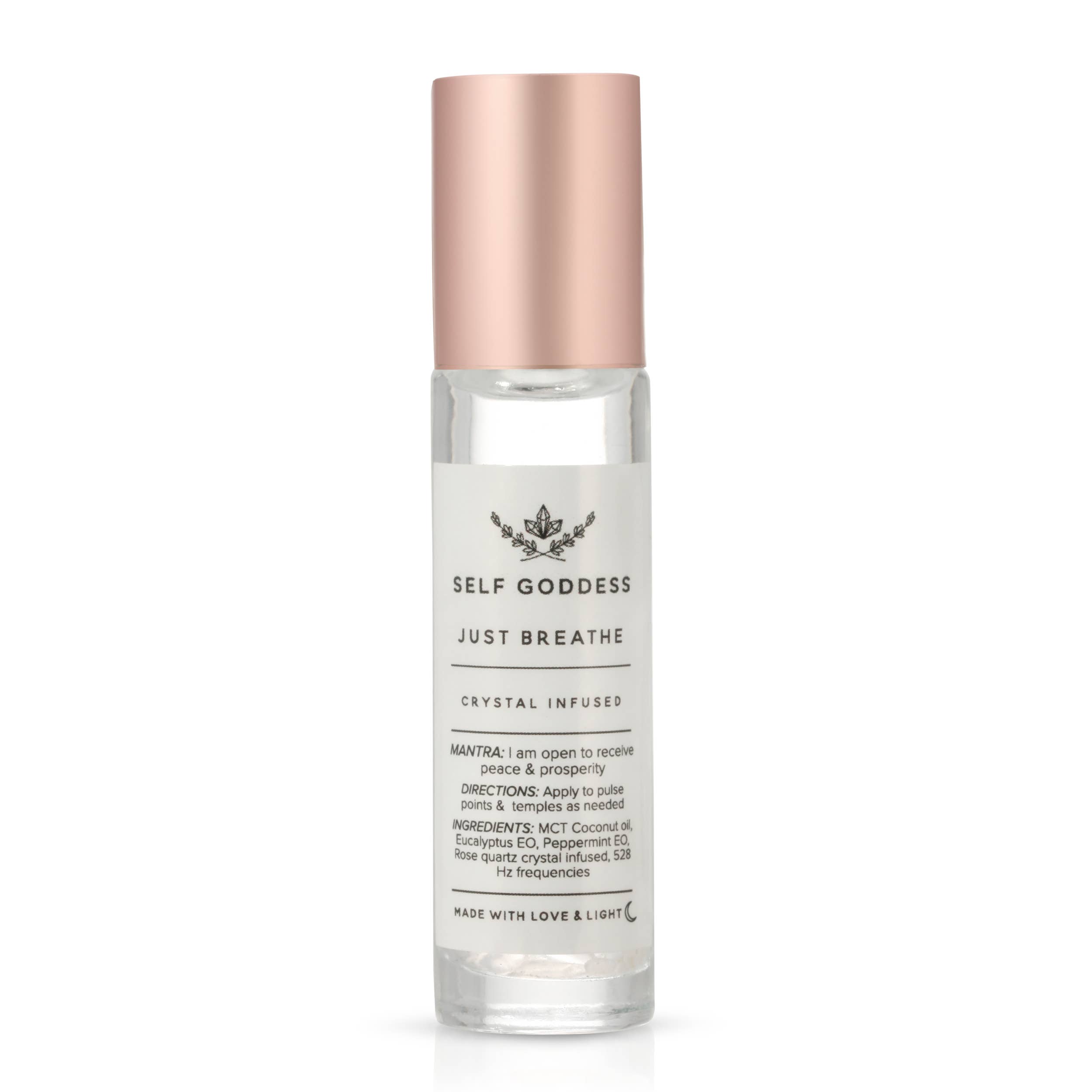 Self goddess - Wholesale Roll-on etherische olie - Just Breathe roller met kristallen infusion2