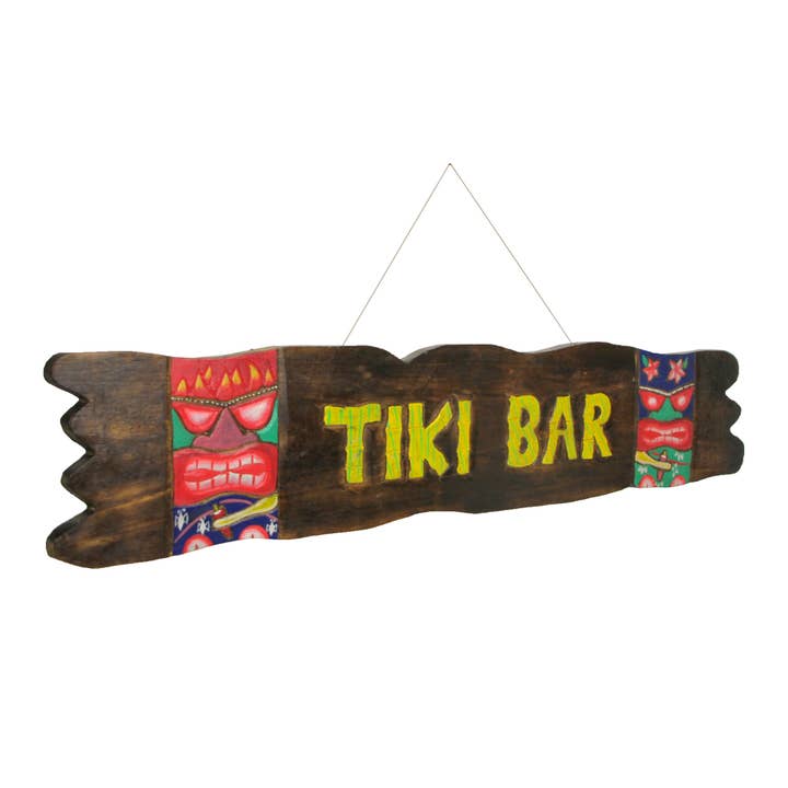 Zeckos - Venta al por mayor Letreros - 39 pulgadas Letrero de madera «Tiki Bar» tallado a mano1