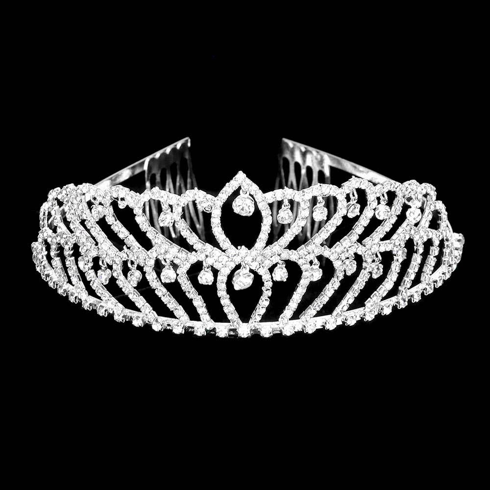 Sensibling Corp. - Wholesale Tiara - Women's - Rhinestone Crystal Dangle Pageant Princess Tiara1