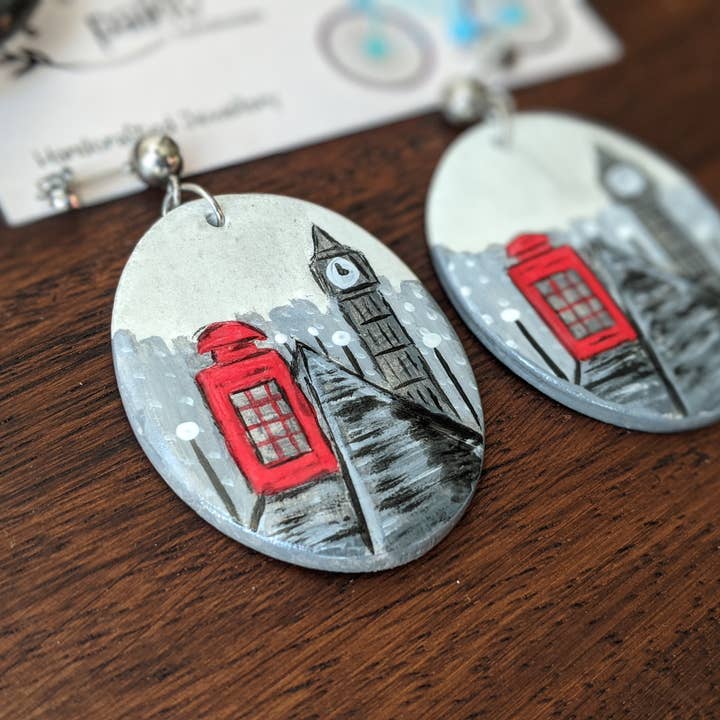 London landscape earrings for wholesale by With Clay & Paint