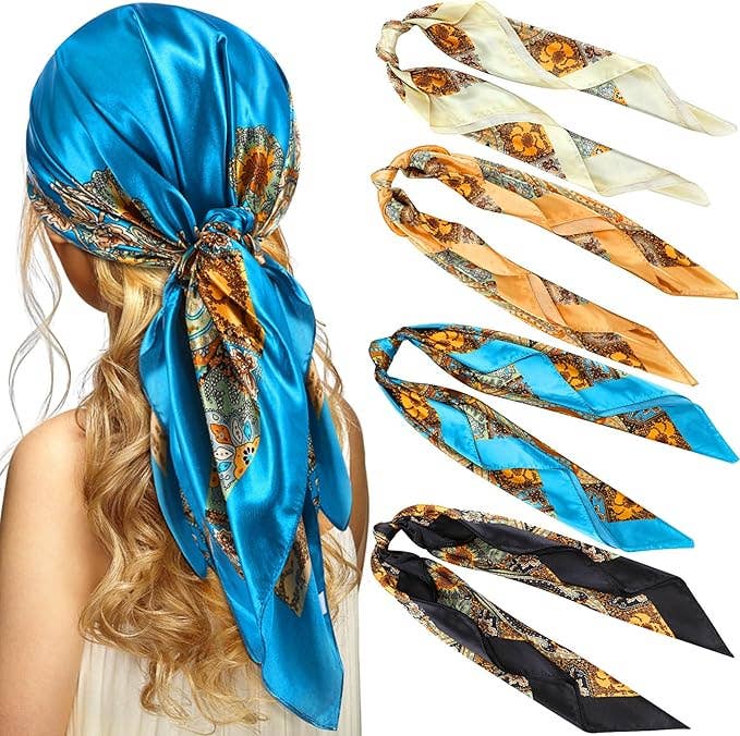 Crover - Wholesale Scarf - Women's - Square Satin Scarf – 35" x 35" Assorted Colors0