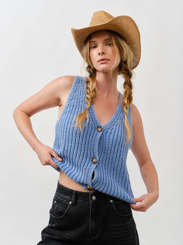 Aaron & Amber - Wholesale Sweater Vest - Women's - MAS3218 VINTAGE WASHED SWEATER VEST