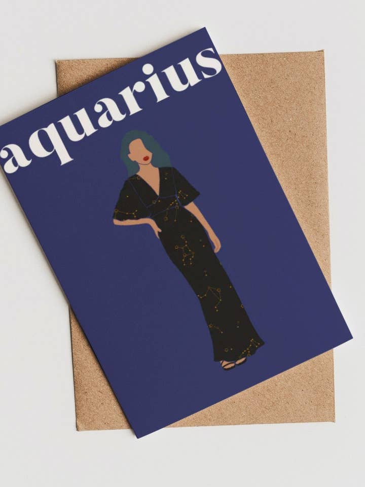 Aquarius Note Cards - Biglietto singolo per la vendita all'ingrosso da parte di Lolita K Studio