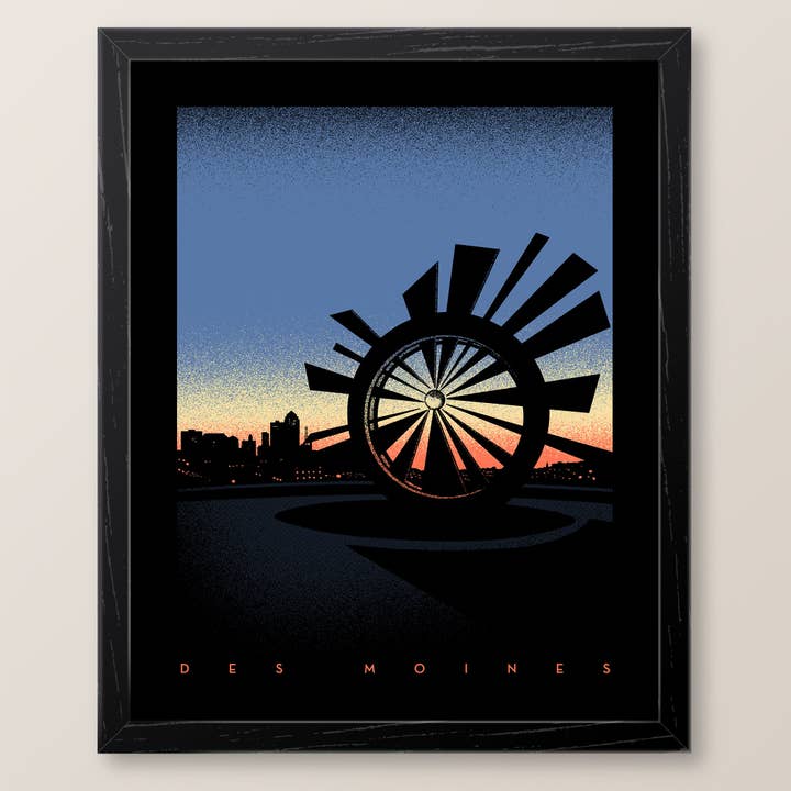 Des Moines Shattering Skyline Print for wholesale by Bozz Prints