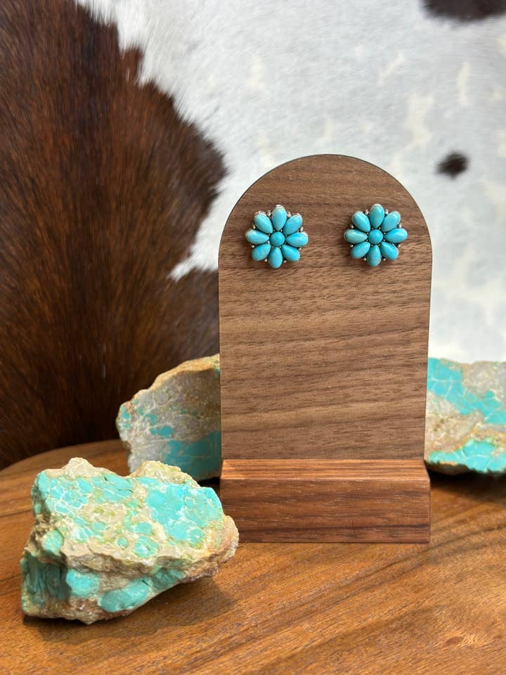 FAUX TURQUOISE FLOWER CONCHO STUDS for wholesale by High Ho Silversmithing