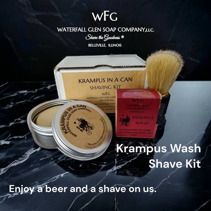 Waterfall Glen Soap Company, LLC - Wholesale Shave Soap - Men's - Krampus in a Can Shave Soap Kit