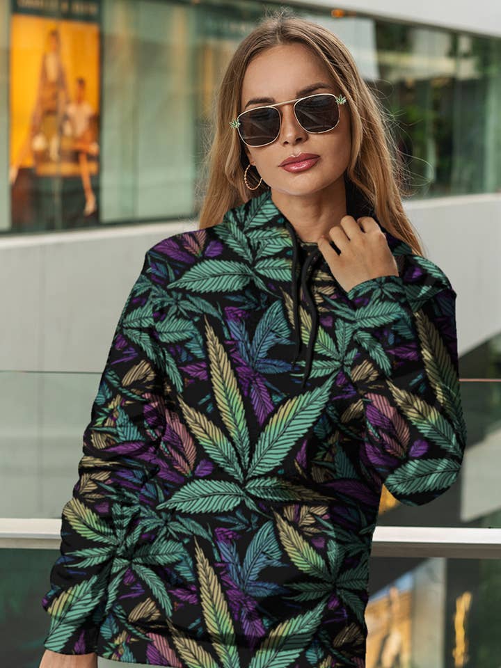 Felpa con cappuccio AOP: Ombre Leaf per la vendita all'ingrosso da parte di Just Get High™