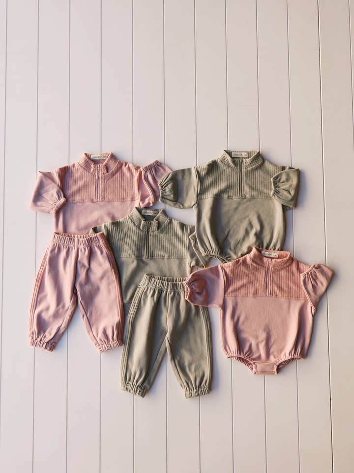 Axel & Rose - Wholesale Top & Pant Set - Baby - Quarter Zip Sweat Set2