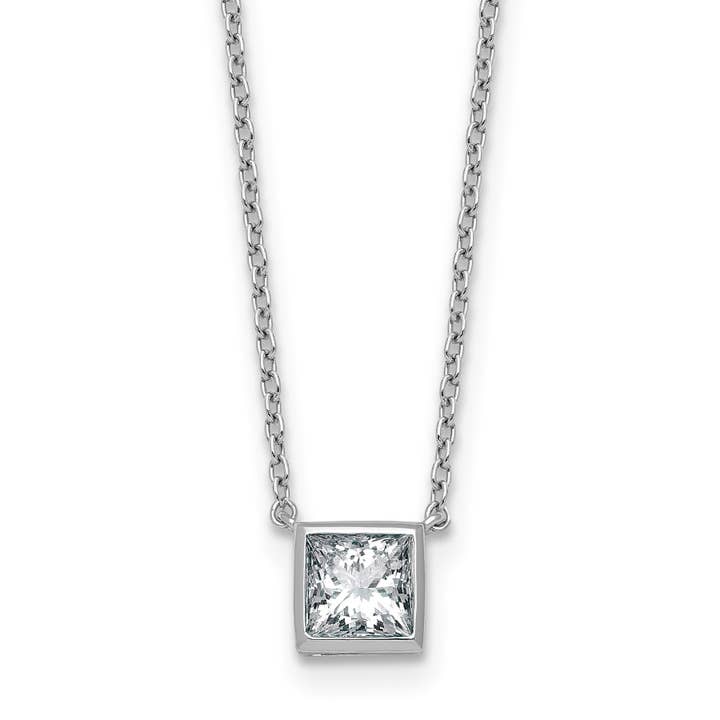 14k White Gold Lab Grown Diamond Solitaire Necklace for wholesale by Fine Diamond
