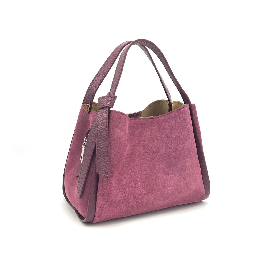 Suie Valentini srl - Wholesale Top Handle Bag - Women's - Suede leather handbag with crossbody strap, Made in Italy, art. 1126380