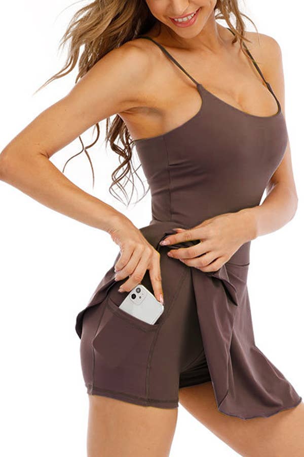 Color 5 - Venta al por mayor Vestido deportivo - Mujer - Vestido falda short de tenis de color sólido con bolsillos interiores19