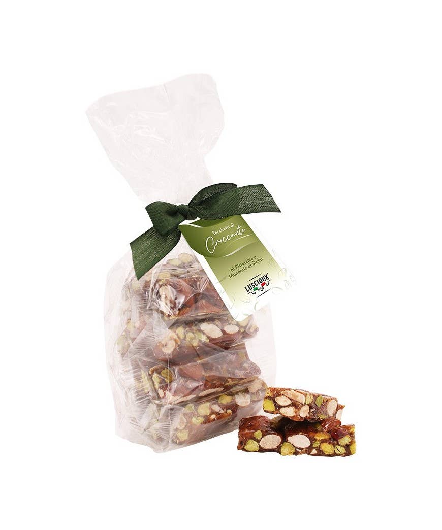 LUSCIOUX - OMNIA GROUP SRL - Wholesale Hard Candy - Chunks of Crunchy Pistachio and Almond Sicilian Almond | 200g0