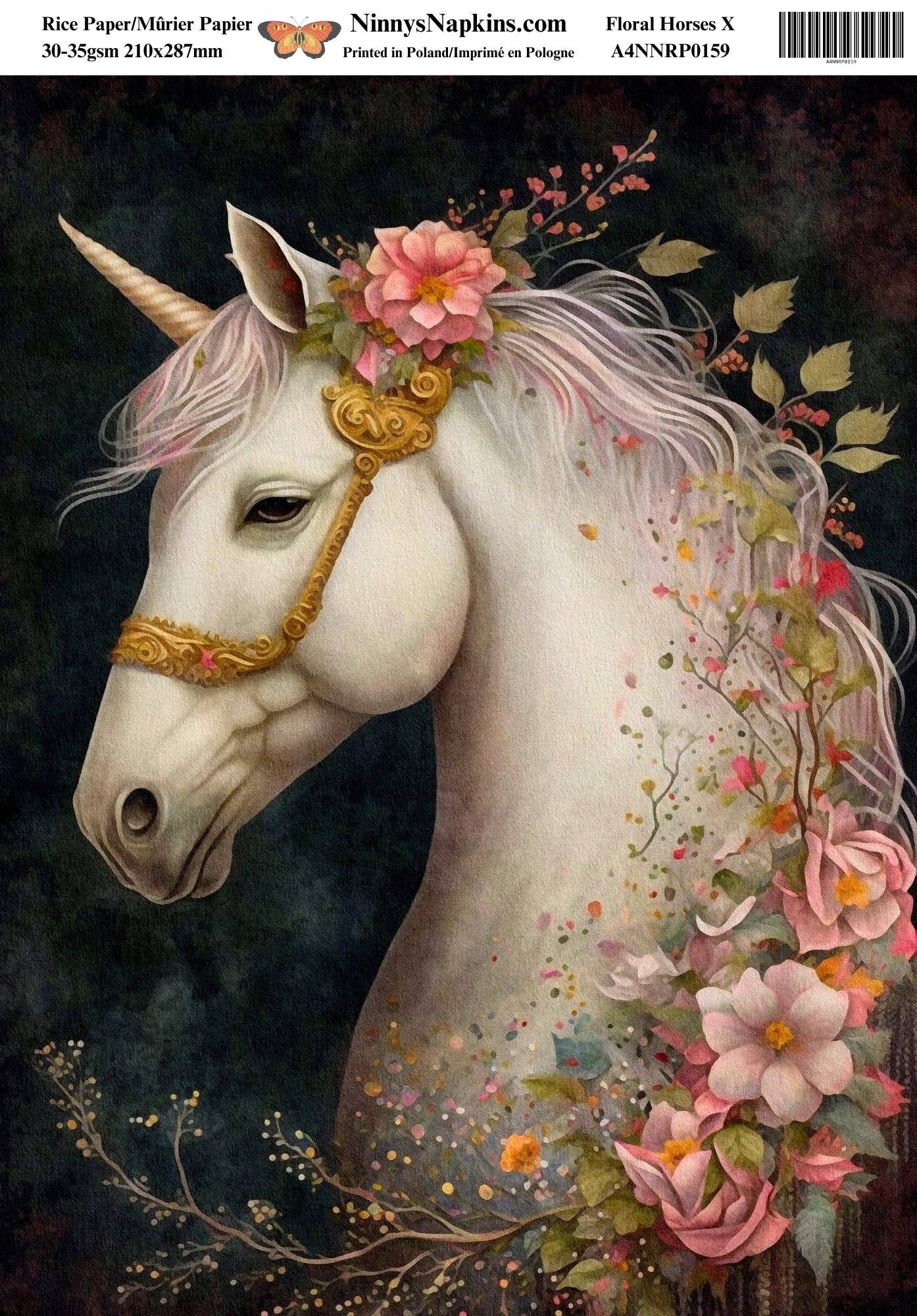 Ninnys Napkins – Engroshandel Håndværk forsyninger – Ninny's decoupagerispapir – blomster og heste X1