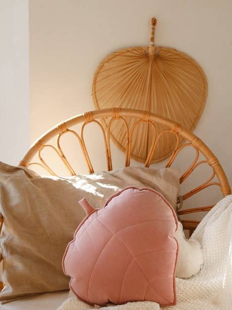 “Soft Pink” Velvet Leaf Pillow for wholesale by Moi Mili