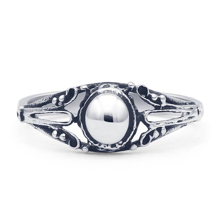 Oval Bali Filigree Ring Oxidized for wholesale by Blue Apple Imports