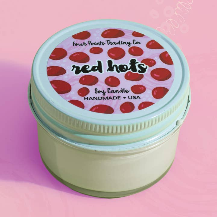 Pop Scents Red Hots 4 oz Soy Candle for wholesale by Four Points Trading Co