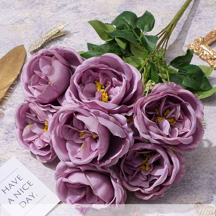 Sweet Home Deco - Wholesale Artificial Flowers - 17''T Artificial Austin Rose Bouquet, 7 Flower Heads, Colors3