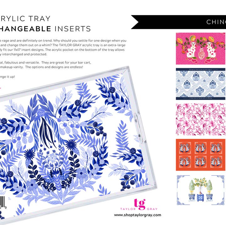 TAYLOR GRAY - Wholesale Decorative Tray - 11x17 CHINOISERIE insert set of 1011