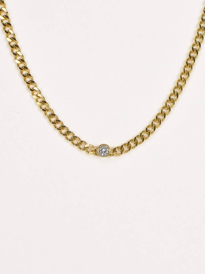 Chaîne de collier en acier inoxydable avec zirconite pour la vente par Victoria Moda