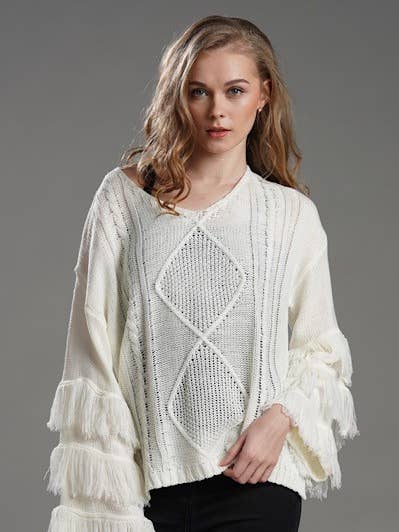 Fransen-Strickpullover für den Großhandel von Miss Sparkling