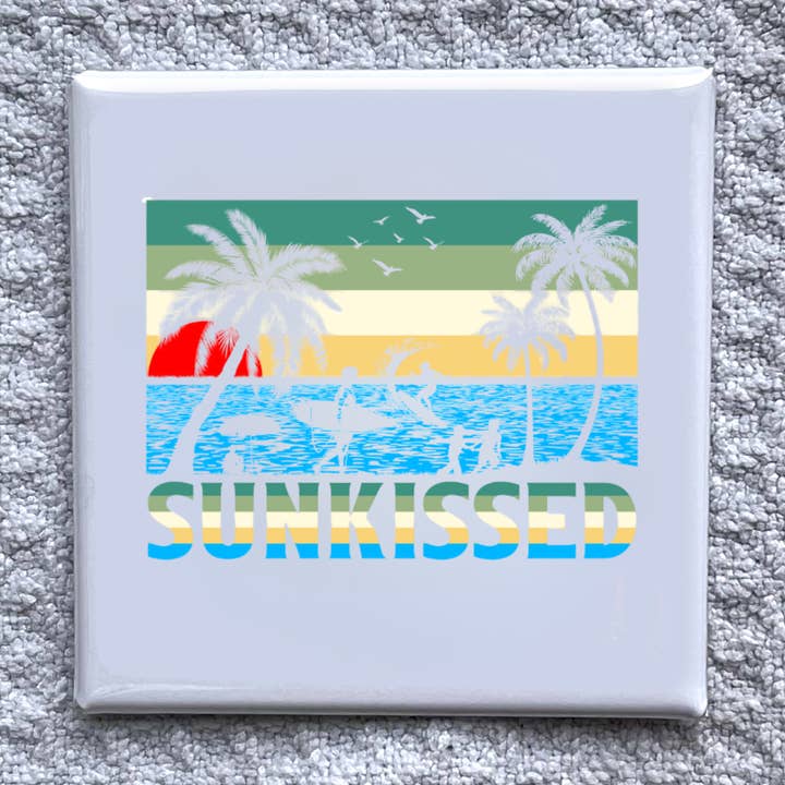 Made With Aloha Magnets,llc – wholesale Magnet – Sunkissed 2x2" Magnet-Handmade Fridge Décor0