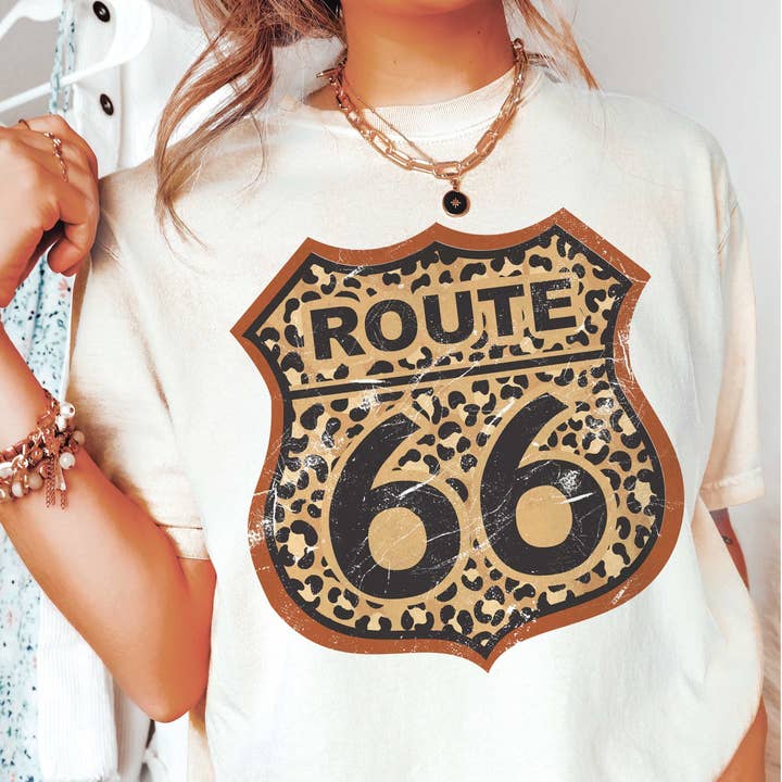 Camiseta estampada LEOPARD ROUTE 66 para venta al por mayor de BLUME & CO.