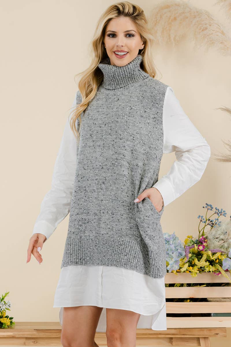 Celeste Clothing – Großhandel Kleid – Damen – ROLLKRAGEN-MIDIKLEID IN ÜBERGRÖSSE UND MISSY -CI-100830