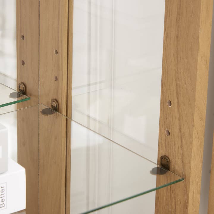 Orange County Decor - Wholesale Cabinet - 2 Doors Curio Cabinet With Tempered Glass Doors, Curio Cabinets With Mirrored Back Panel And Adjustable Shelves, Lighted Display Cabinet For Home, Office Light Bulb Included Oak Oak Mdf Glass9