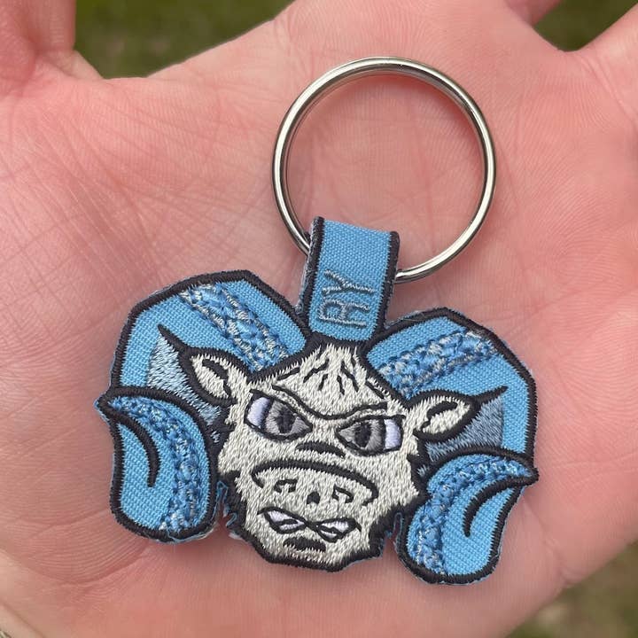 North Carolina Ram Mascot Embroidered Keychain for wholesale by Rybo Shop