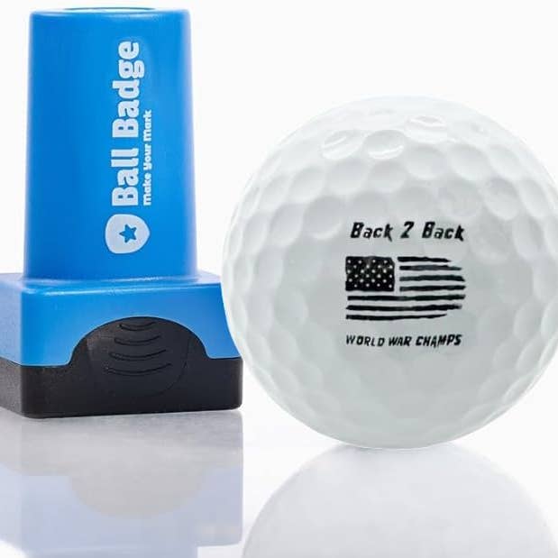 HODL 21 - Wholesale Sporting Accessories - Ball Badge - Golf Ball Stamp, Self-Inking Golf Ball Stamper, Golf Ball Marker, Reusable Golf Ball Marking Tool to Identify Golf Balls - Reusable Ink Stamp for Golf Balls (Back to Back Champs)