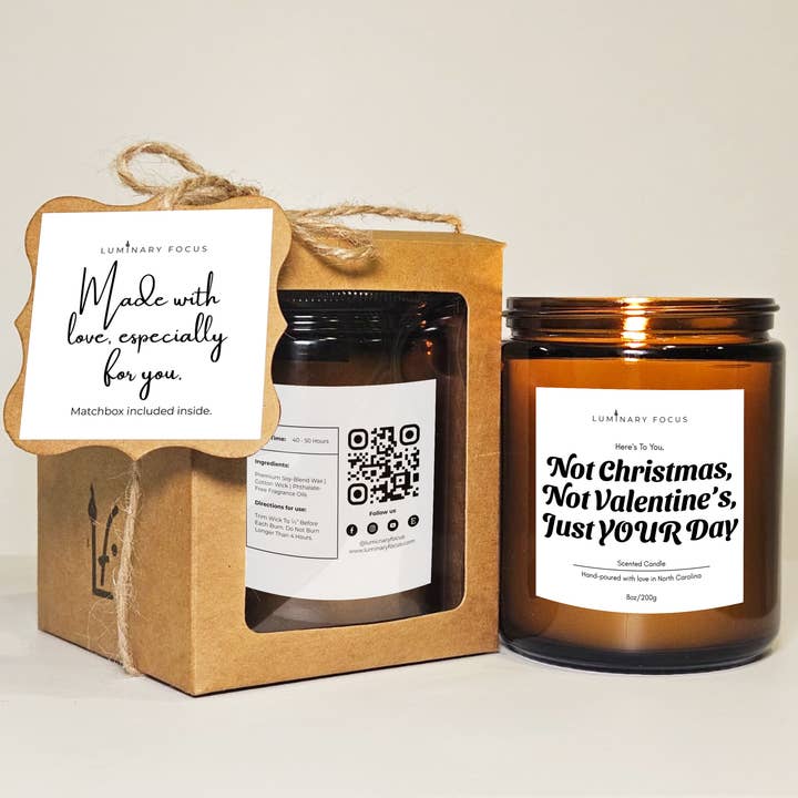 Personal Celebration Soy Candle 8oz/4oz for Loved Ones for wholesale by Luminary Focus