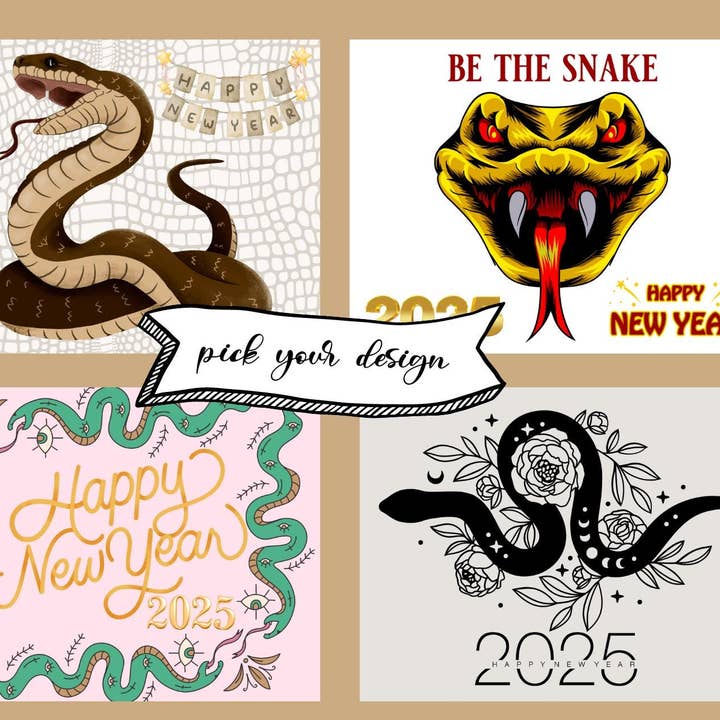 Glædeligt kinesisk nytår 2025 Slange Hilsen Postkort for engroshandel hos Piles of Postcards