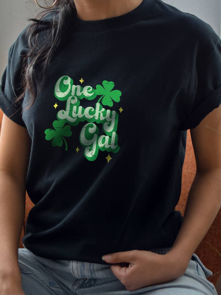 Retro Lucky Gal T-shirt for wholesale by Marvy Gal