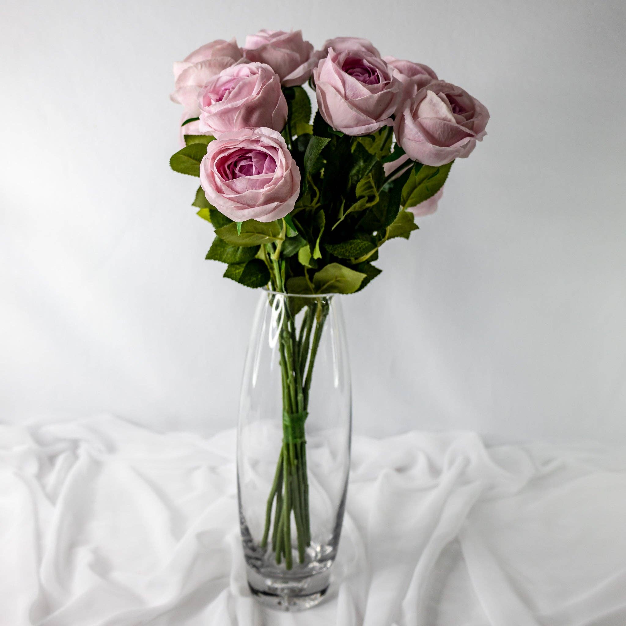 Realistic Artificial Flowers - Vendita all'ingrosso Fiori finti - Rosa vintage David Austin Real Touch, lilla, con bocciolo aperto1
