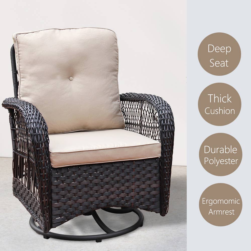 Abble - Vente Salon de terrasse - Ensemble de conversation d'extérieur en osier 3 pièces1