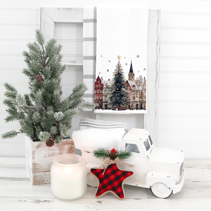 Fernville Creations - Vente Essuie-mains - Serviette de Noël Village, Serviette d'Invité de Fête7