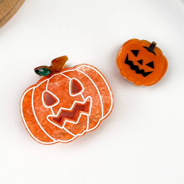 Orange Pumpkin Hair Clip,Halloween Claw Clip for wholesale by TheDivaSoap
