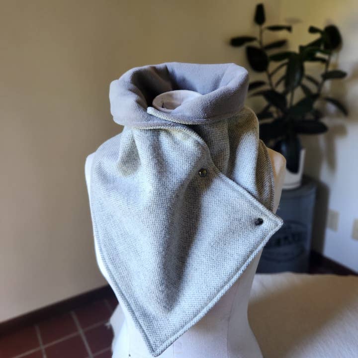 Grandma Skills - Wholesale Scarf - Women's - Luxury Snap Cowl-Light Gray Twill1