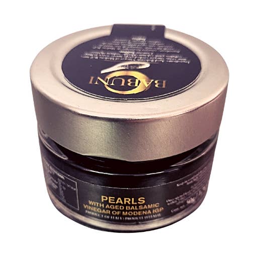 Aged Balsamic Pearls (Black) for wholesale by BABUNI Gourmet & Specialties