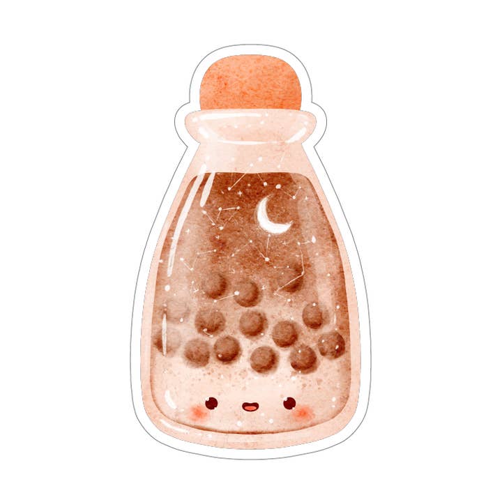 Starry Boba klar vinyl klistermærke for engroshandel hos Meowashi Studio