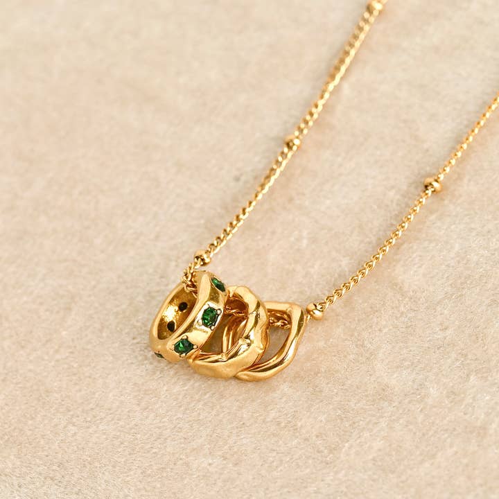 Blueyejewelry - Wholesale Pendant/Charm Necklace - Mixed Rings Necklace - Gold Ring Holder Diamond Necklace