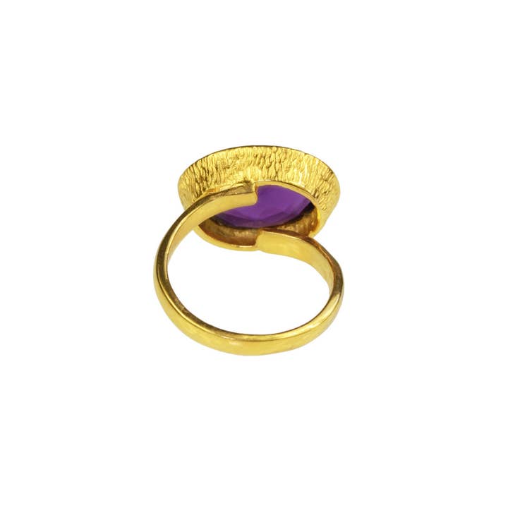 SAACHI – wholesale Cocktail/statement ring – Saachi Amethyst Oval Asymmetrical Ring