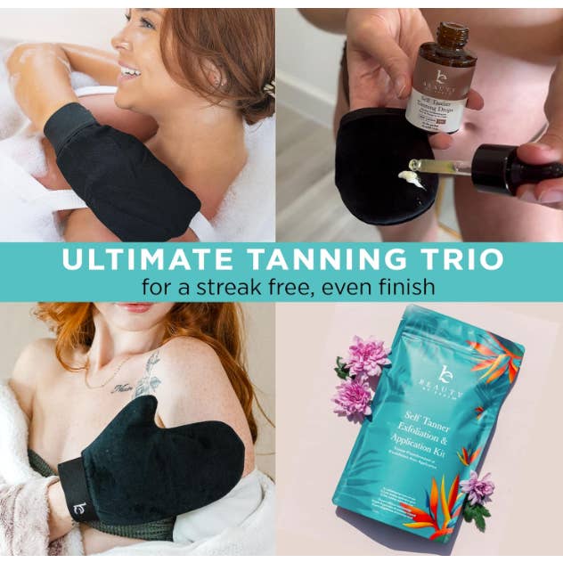 Beauty By Earth - Wholesale Self-Tanner - Self Tanner Body & Face Applicator & Exfoliating Glove2
