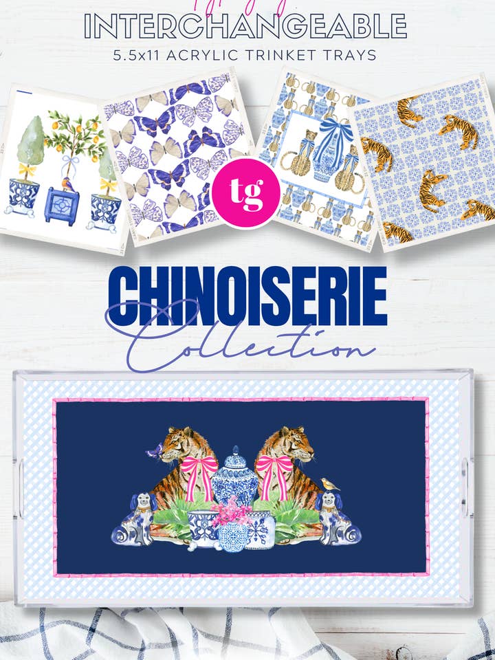 5.5x11 CHINOISERIE trinket tray insert set of 5 for wholesale by TAYLOR GRAY