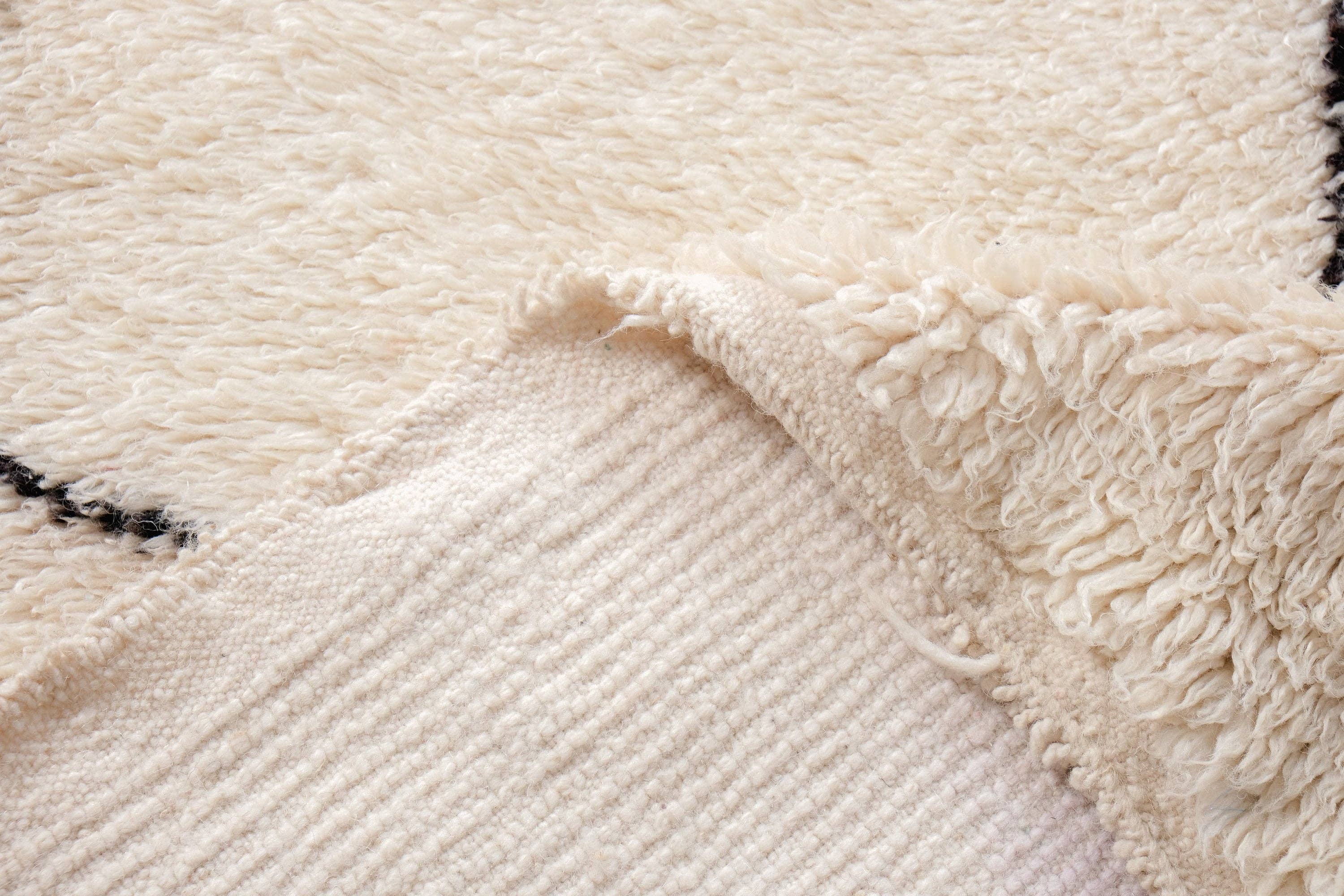 Moroccan Woven Treasures - Wholesale Area Rug - Moroccan White Shag rug, Black and White Large Area Rug6