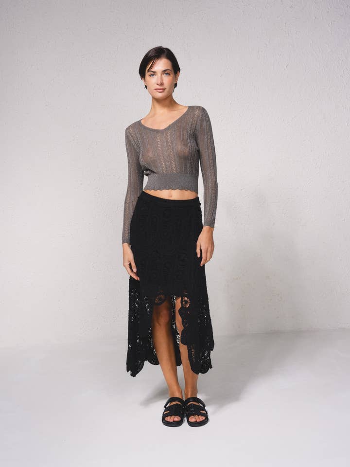 259156 - Crochet crop sweater for wholesale by SMF