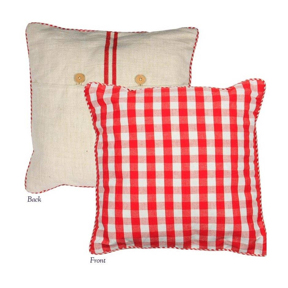 Heritage Lace - Wholesale Throw Pillow Cover - Country Buffalo Check Plaid 20x20 Pillow Cover Red White1