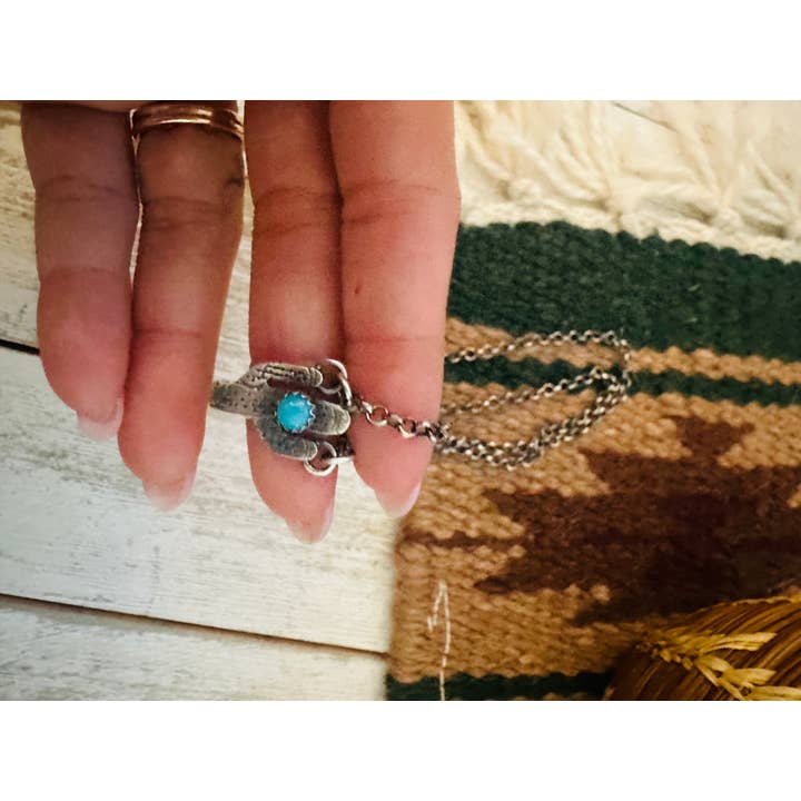 Nizhonitradersllc - Venta al por mayor Collares con colgantes/abalorios - Collar de plata de ley navajo y cactus turquesas