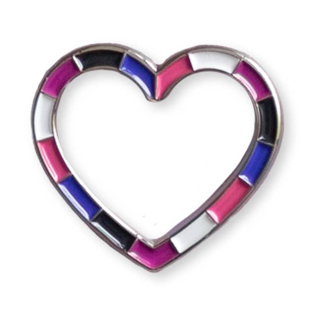 Gender Fluid Heart Pin for wholesale by Rising Violet Press