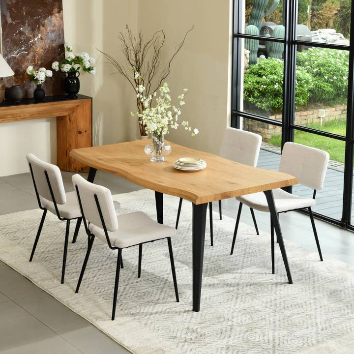 Stylish 63” Wave-Edge Dining Table for wholesale by HOMYCASA DESIGN INC